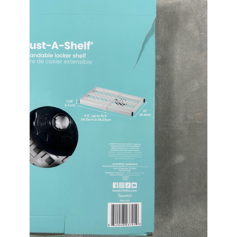 LockerMate by Bostitch Adjust-A-Shelf Expandable Locker Shelf White Open Box - Picture 4 of 6